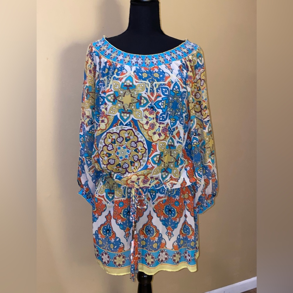 NWT NICOLE MILLER TUNIC BLOUSE TOP SZ L